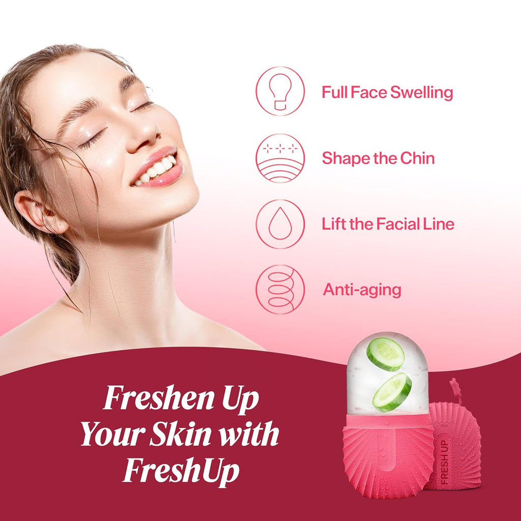 Ice Roller for Face,  Ice Cube Roller Massager for Face, Reduce Puffiness and Dark Circles, Minimize Pores and Improve Skin Texture (Pink, Ice Roller)