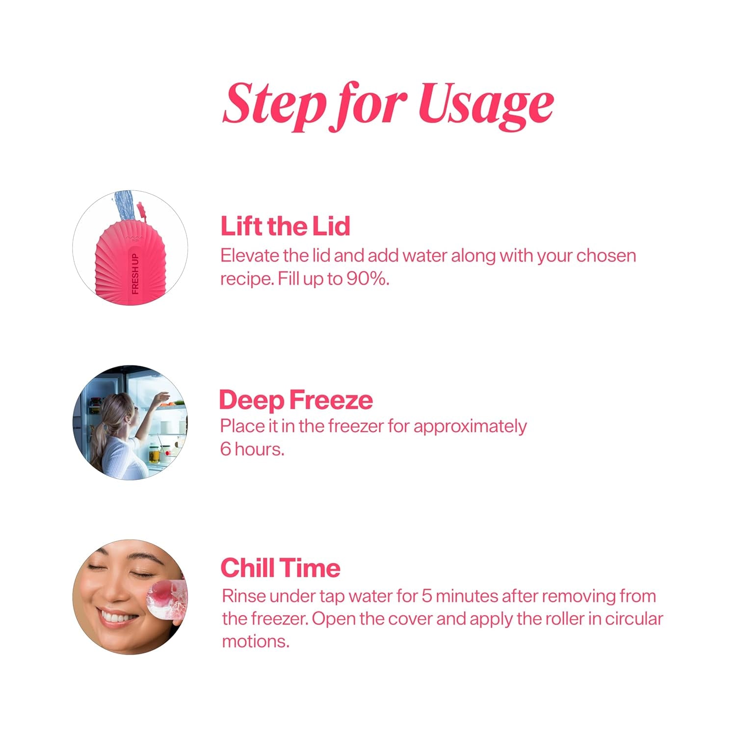 Ice Roller for Face,  Ice Cube Roller Massager for Face, Reduce Puffiness and Dark Circles, Minimize Pores and Improve Skin Texture (Pink, Ice Roller)