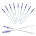 50PCS Crystal Mascara Wands, Disposable Eyelash Eyebrow Spoolie, Benable and Lightweight Eyelash Brush, Mascara Brushes for Makeup Eyelash Extensions (White+Purple)