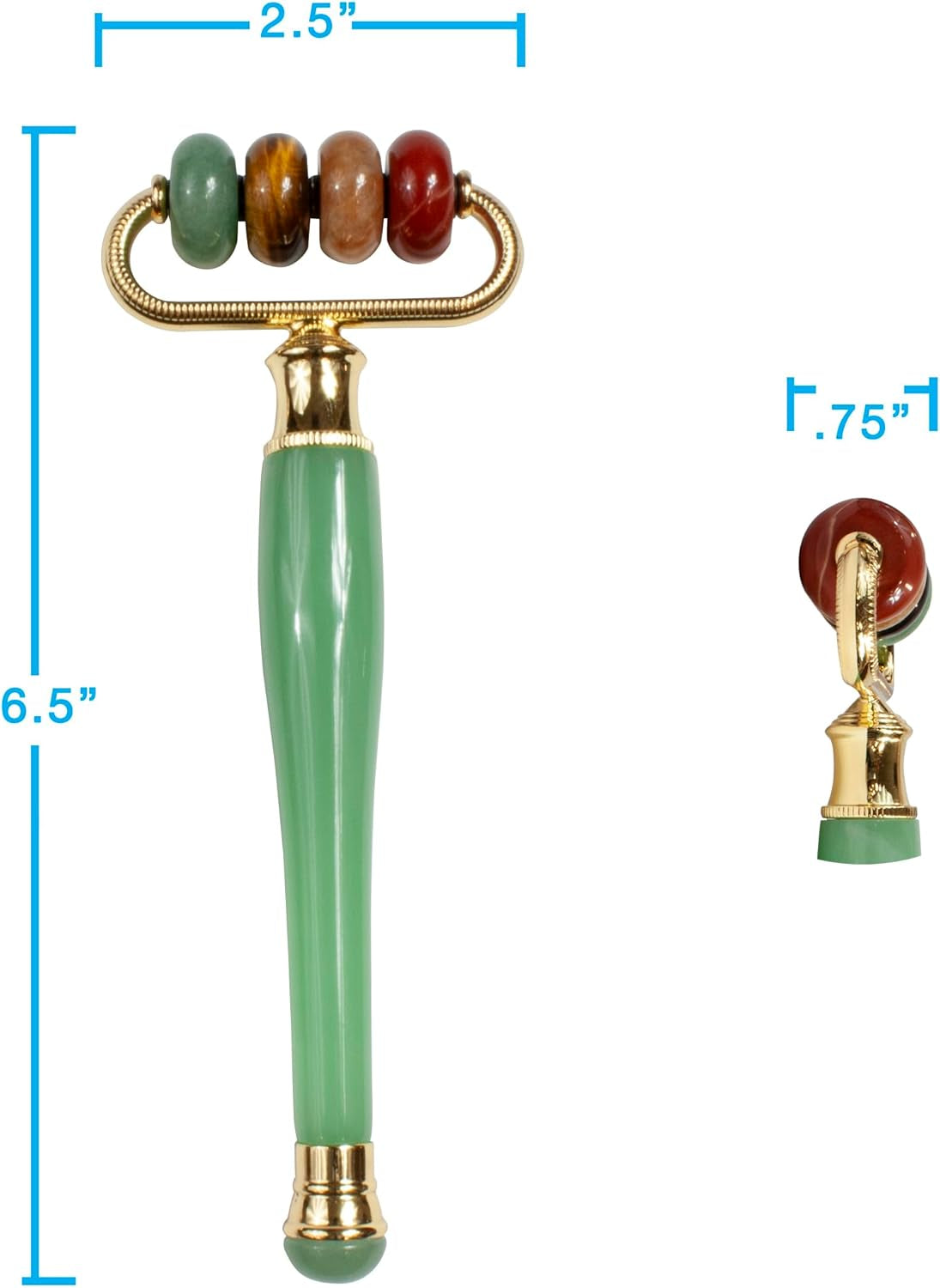 Luxe Multi-Stone Jade Face Roller for Skincare, Puffiness, Wrinkles, Relaxation, Circulation, Product Absorption & Massage, Rejuvenating Facial Tool for Women & Men, Multi-Color