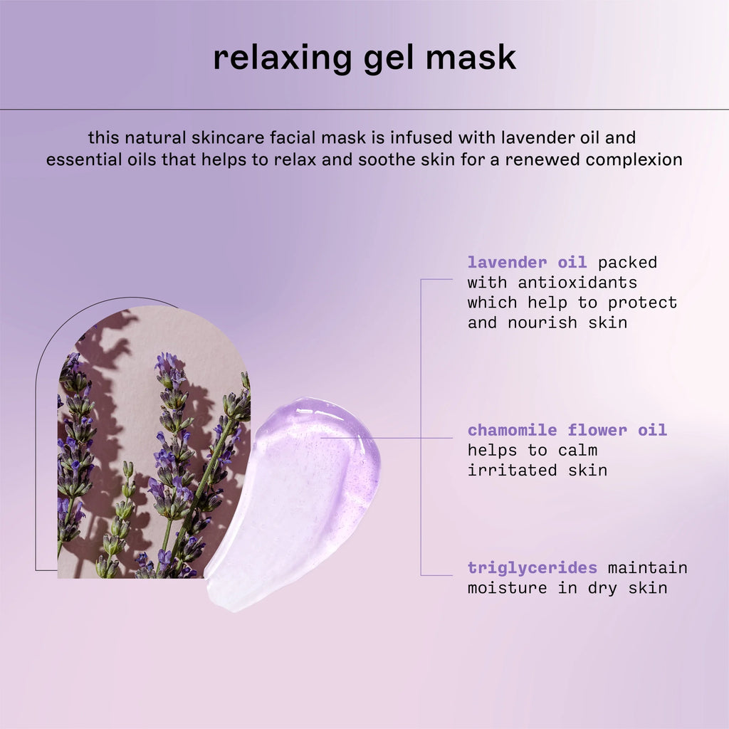 (2 Pack)  Natural Skincare Soothing Lavender & Essential Oil Gel Leave on Facial Mask