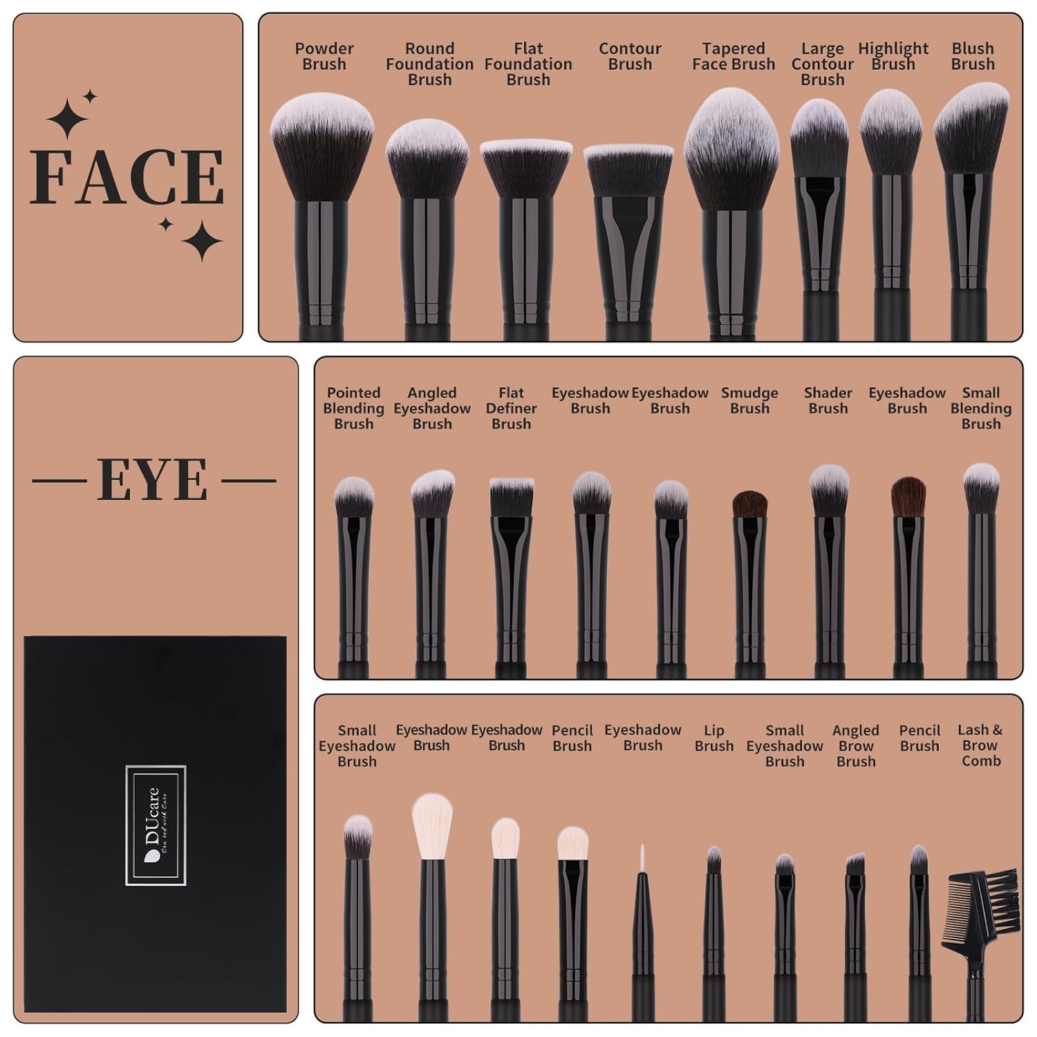 Professional Makeup Brushes Set 27Pcs Makeup Brush Set Premium Synthetic Kabuki Foundation Blending Face Powder Blush Concealers Eye Shadows Brushes