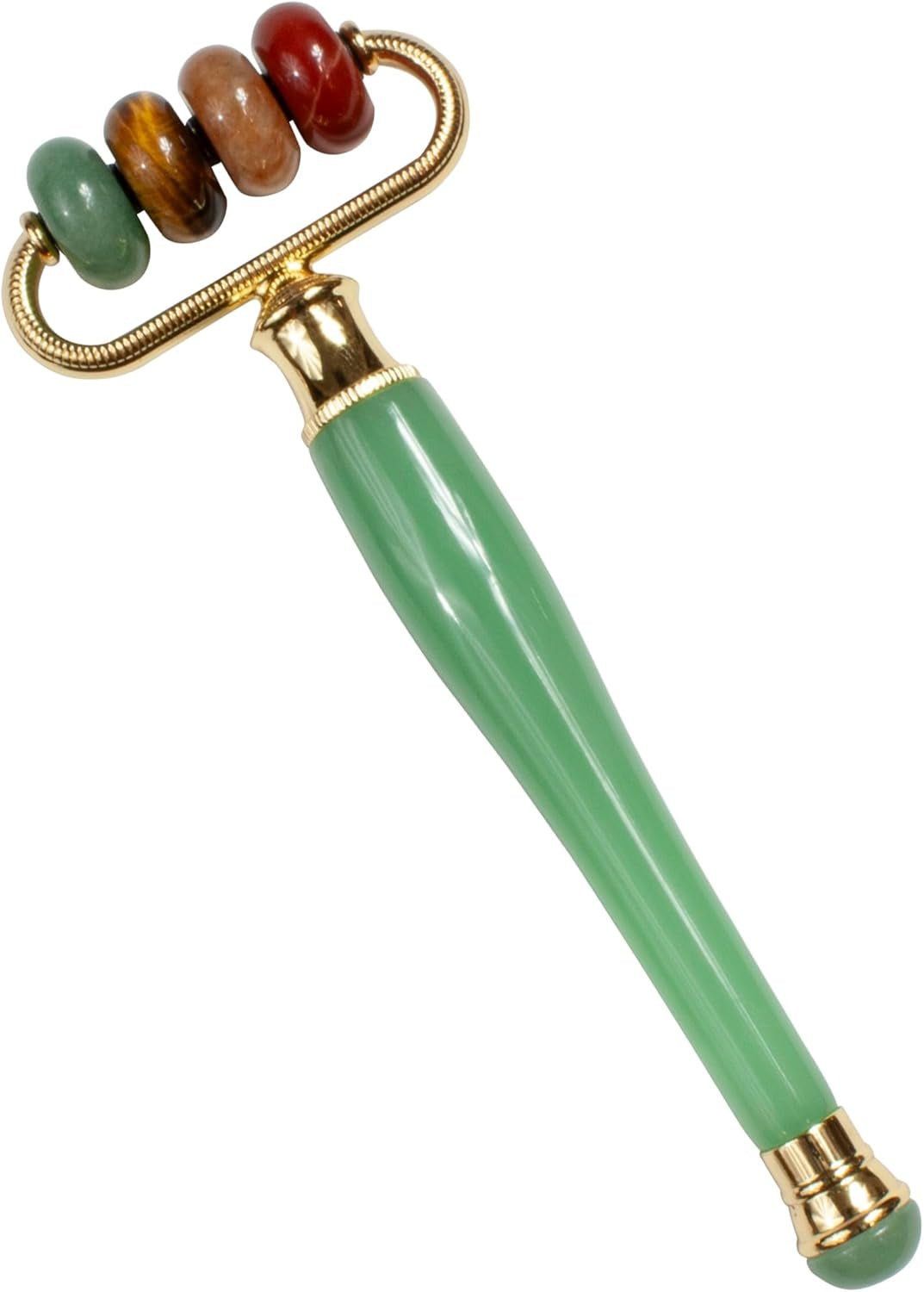 Luxe Multi-Stone Jade Face Roller for Skincare, Puffiness, Wrinkles, Relaxation, Circulation, Product Absorption & Massage, Rejuvenating Facial Tool for Women & Men, Multi-Color